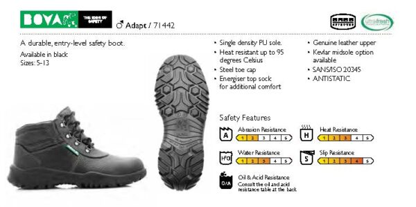 Bova safety boots Adapt datasheet