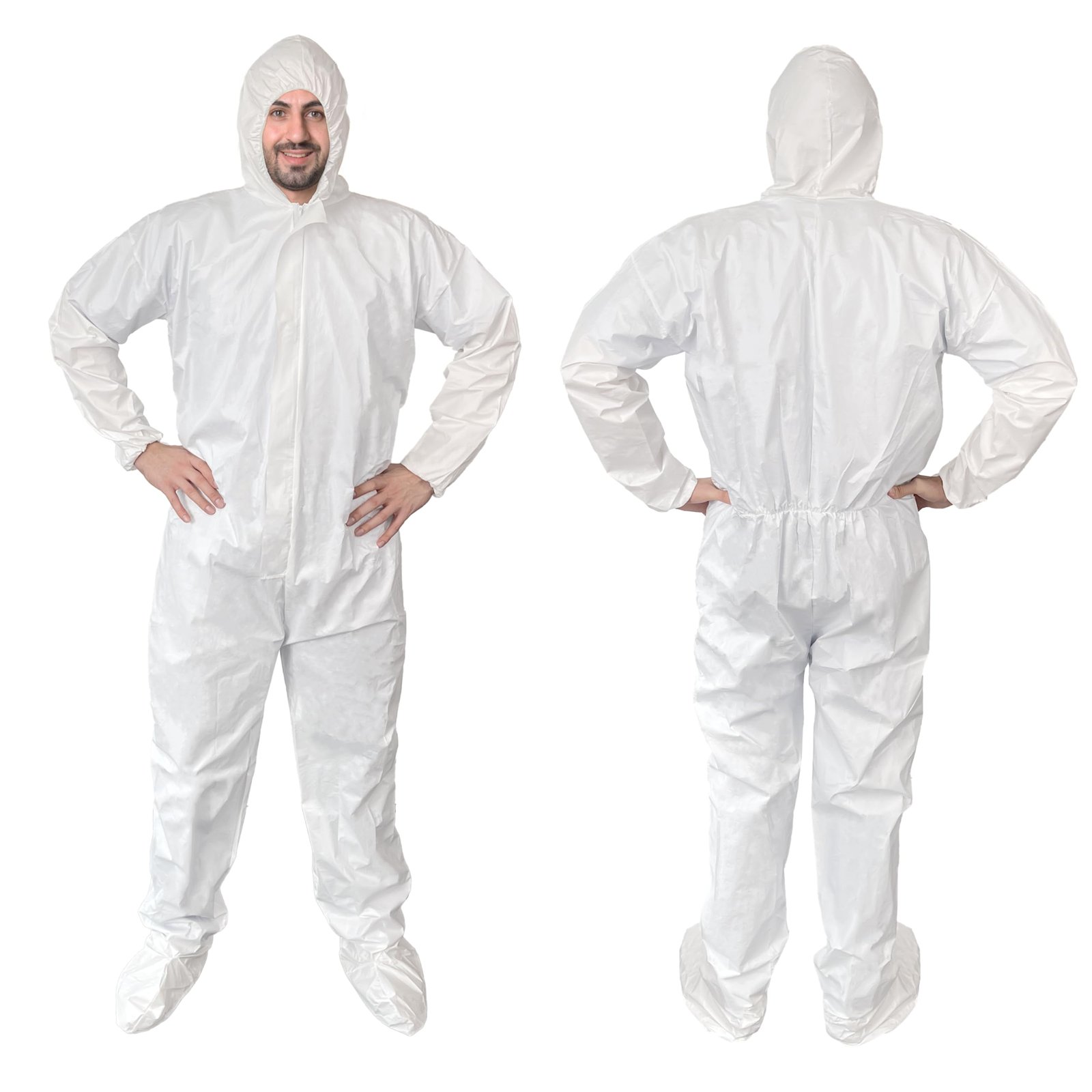 71a5yJw9mGL Chemical Waterproof Coverall One Piece White Pvc 400G - Image 1