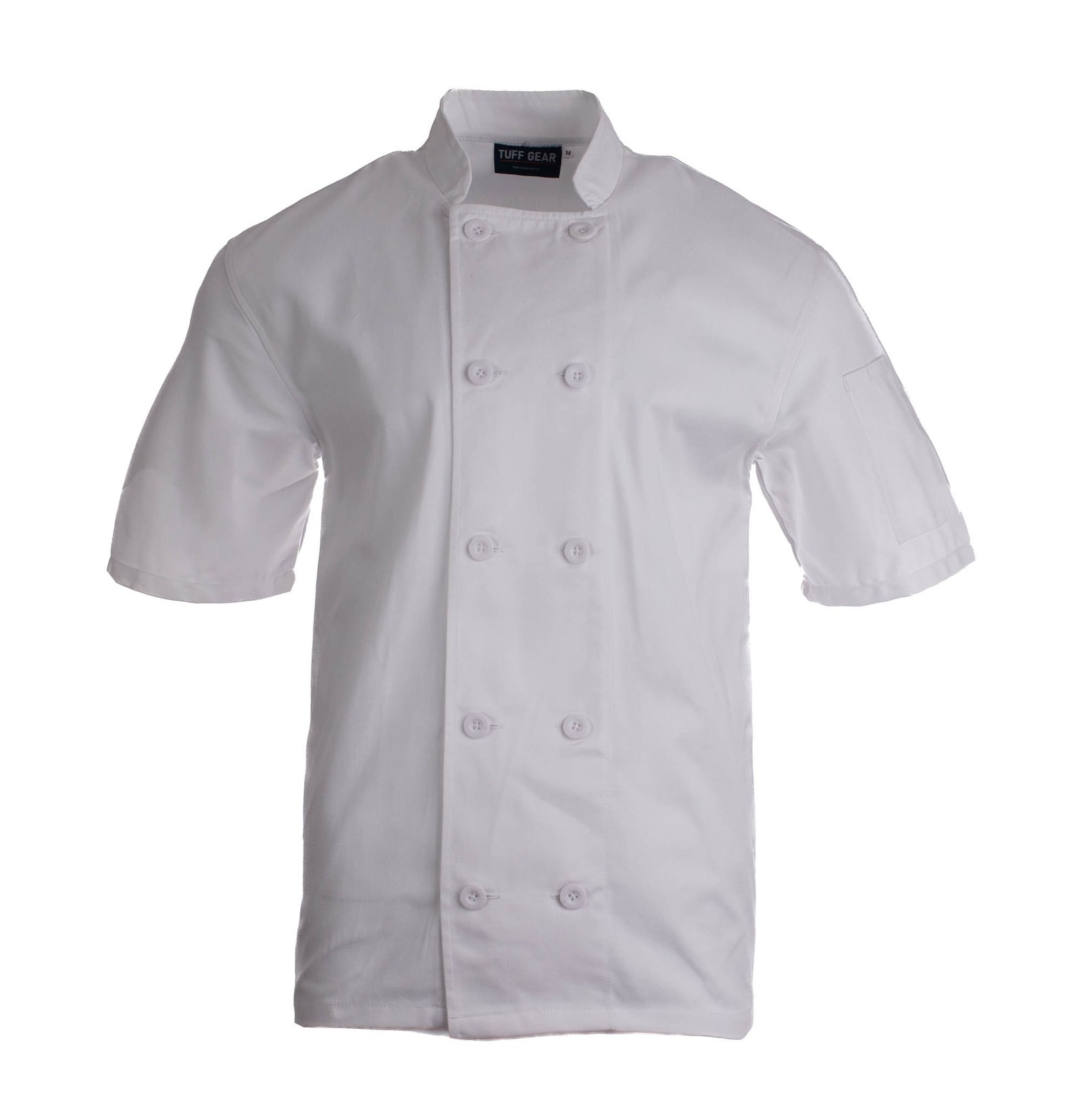 CHEF-JACKET-BUTTON-FRONT-WHITE_FRONT-Edit White / Black Chef's Jacket Double Breasted L/S - Image 1