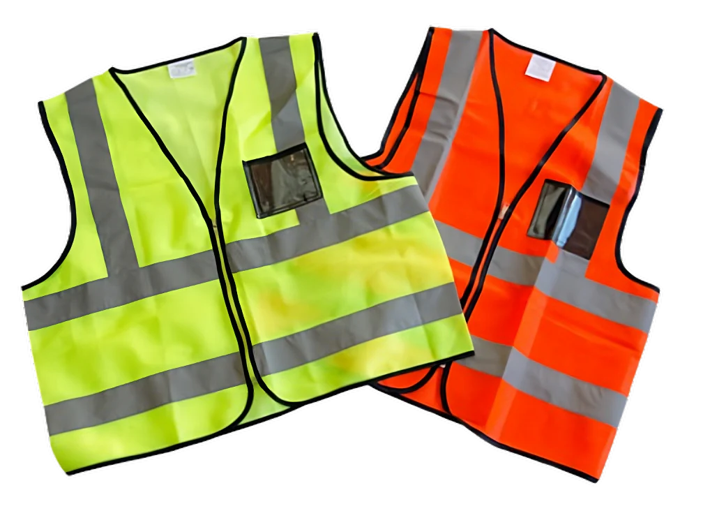 HiVizReflectiveOrangeLime Econo Vest Orange/Yellow Reflective Vest With Zip & ID Pouch - Image 1