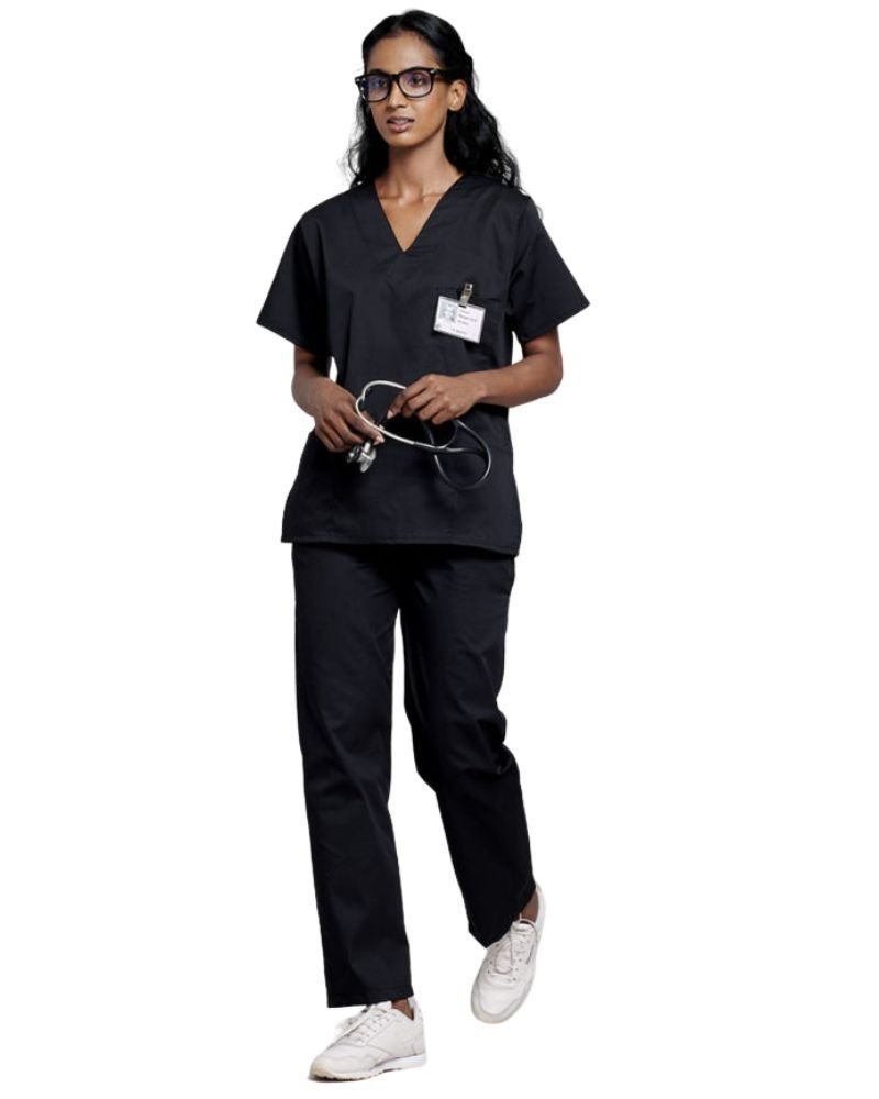 Lite-Scrub-Sets-NOV004-Black (1) Long Sleeve Doctors Jackets (Available In Various Colours) (X X S - L) - Image 1