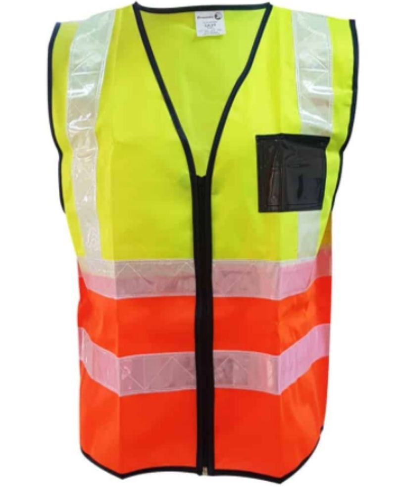 TWO-TONE Dromex Lime/Orange Reflective Vest Zip ID White Pvc Tape Small 5XL - Image 1