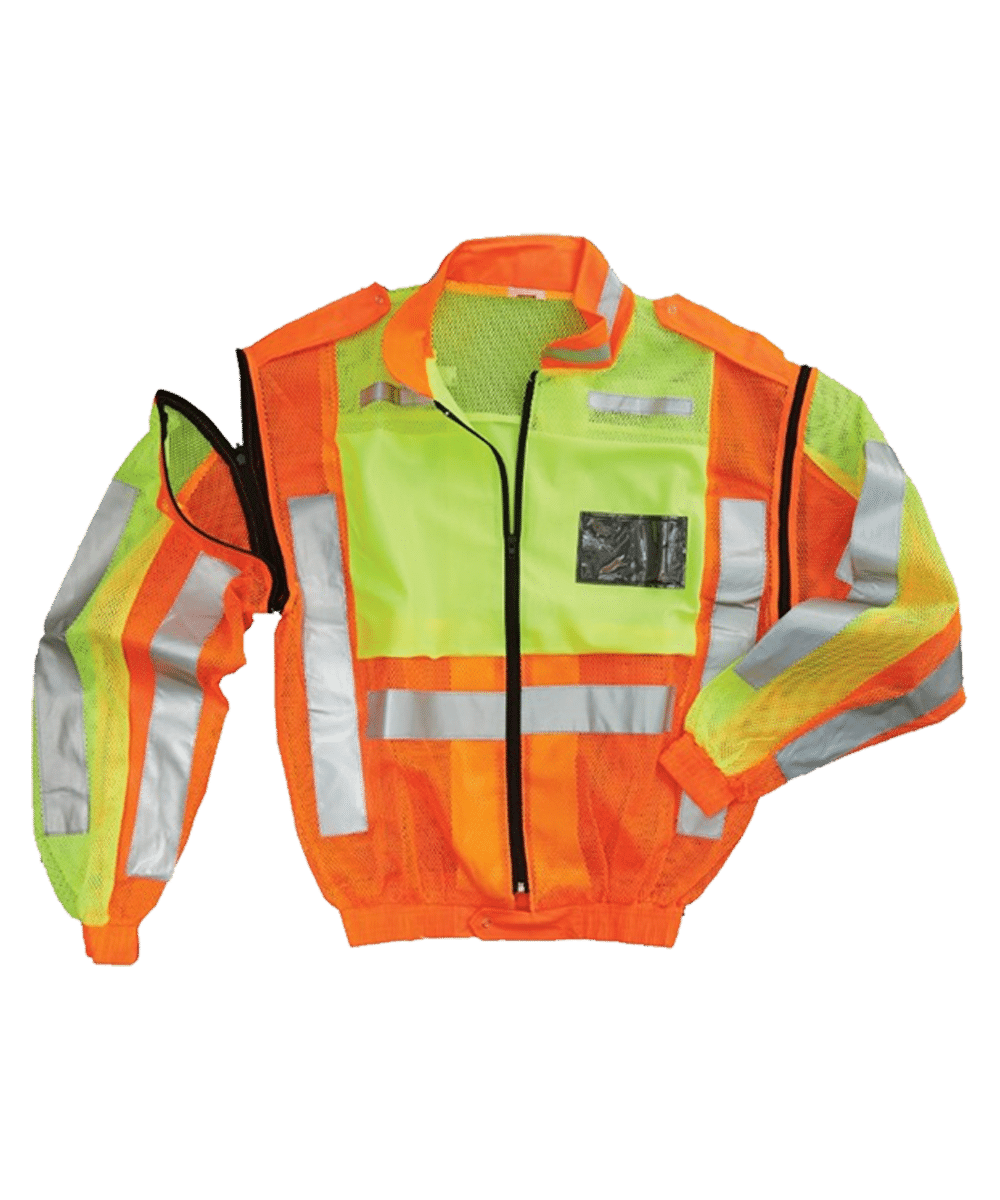 b6d1b6e120d71260df2add1f7fa8fd35 Lime/Orange Traffic Reflective Vest ID Detach Sleeve Small To 5XL - Image 1