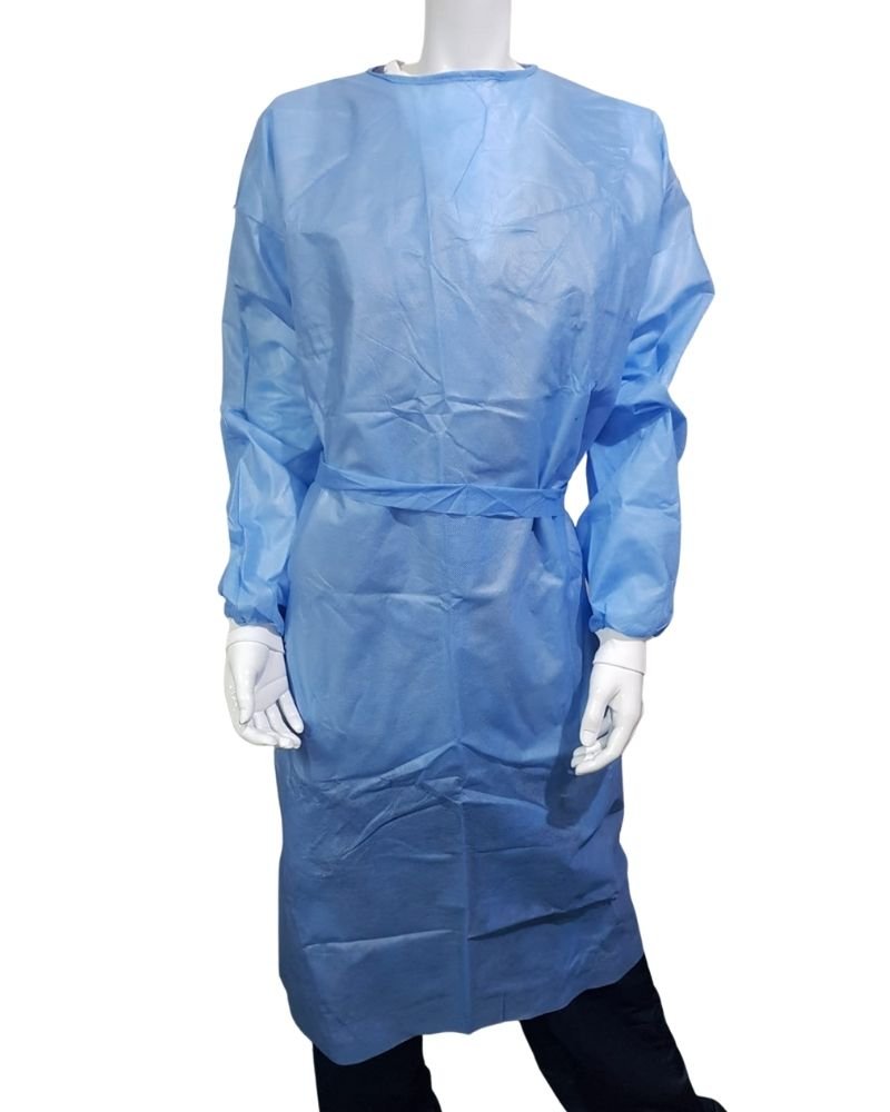 gown-8 50Gsm Blue Isolation Gown With White Cuffs - Small To 3Xl - Image 1