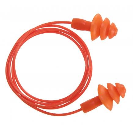 Pioneer Reusable Earplug Orange Corded Individual Pack 100 Per Box