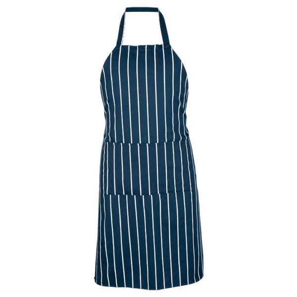 Butchers Stripe Full Apron With Bib Knee Length