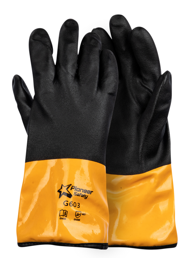Pioneer Black And Orange Pvc Glove (Dyneema Interlayer)Cut Level 5