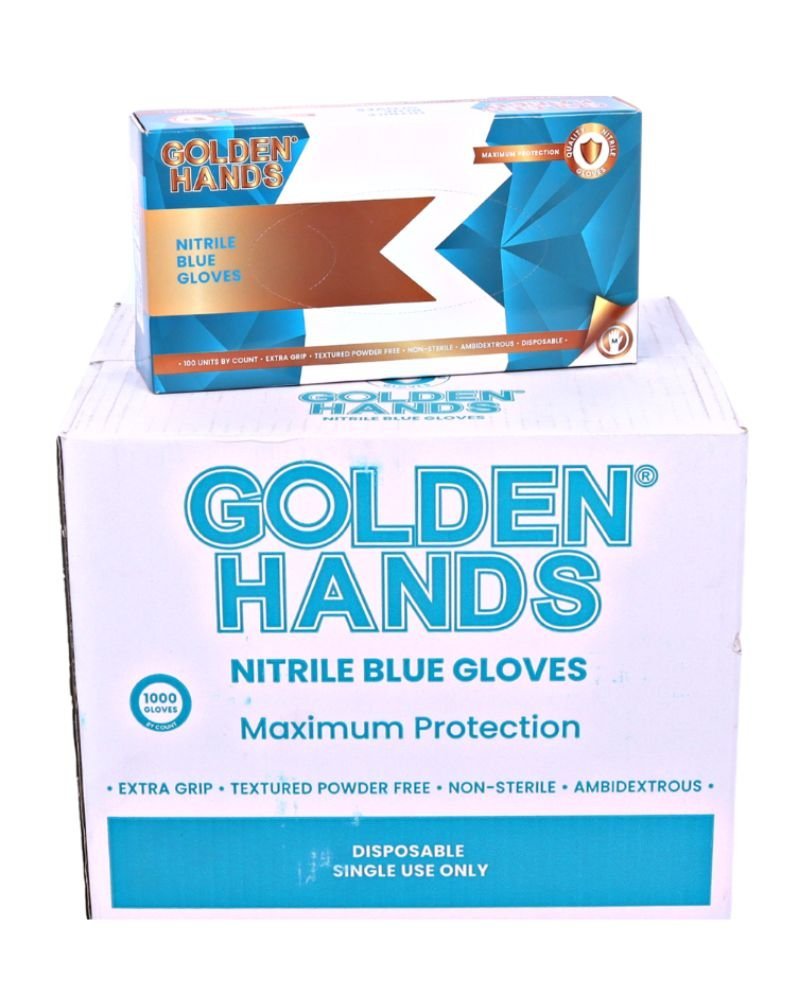 NITRILE-GLOVES-2-1 Examination Powder Free Nitrile Gloves – 5Cm Cuff (Blue) - Image 1