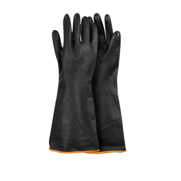 Black Industrial Rubber Glove Smooth Palm 55Cm